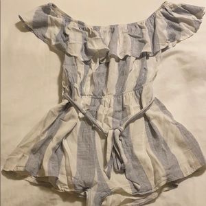 Over the shoulder striped romper